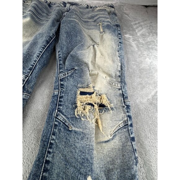 Smoke Rise Distressed Blue Denim Jeans Size 42 X 32 - Picture 2 of 12